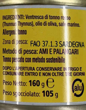 Ventresca di tonno rosso (160gr) - f.lli feola