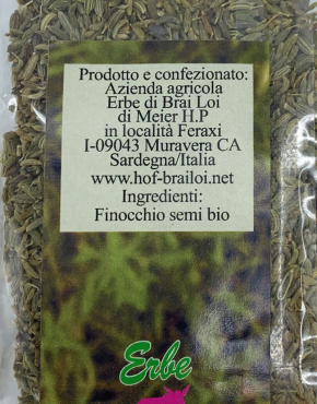 Semi di finocchio dolce - erbe di brai loi