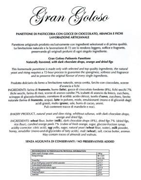 Panettone "Gran Goloso" con fichi, cioccolato e arancia