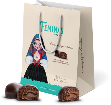 Praline di cioccolato fondente e Abbardente Feminas